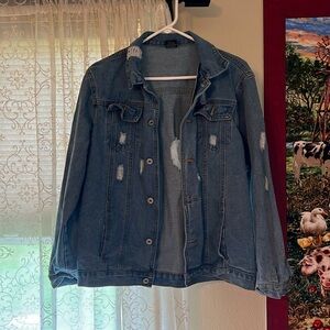 Distressed Oversized Jean Jacket